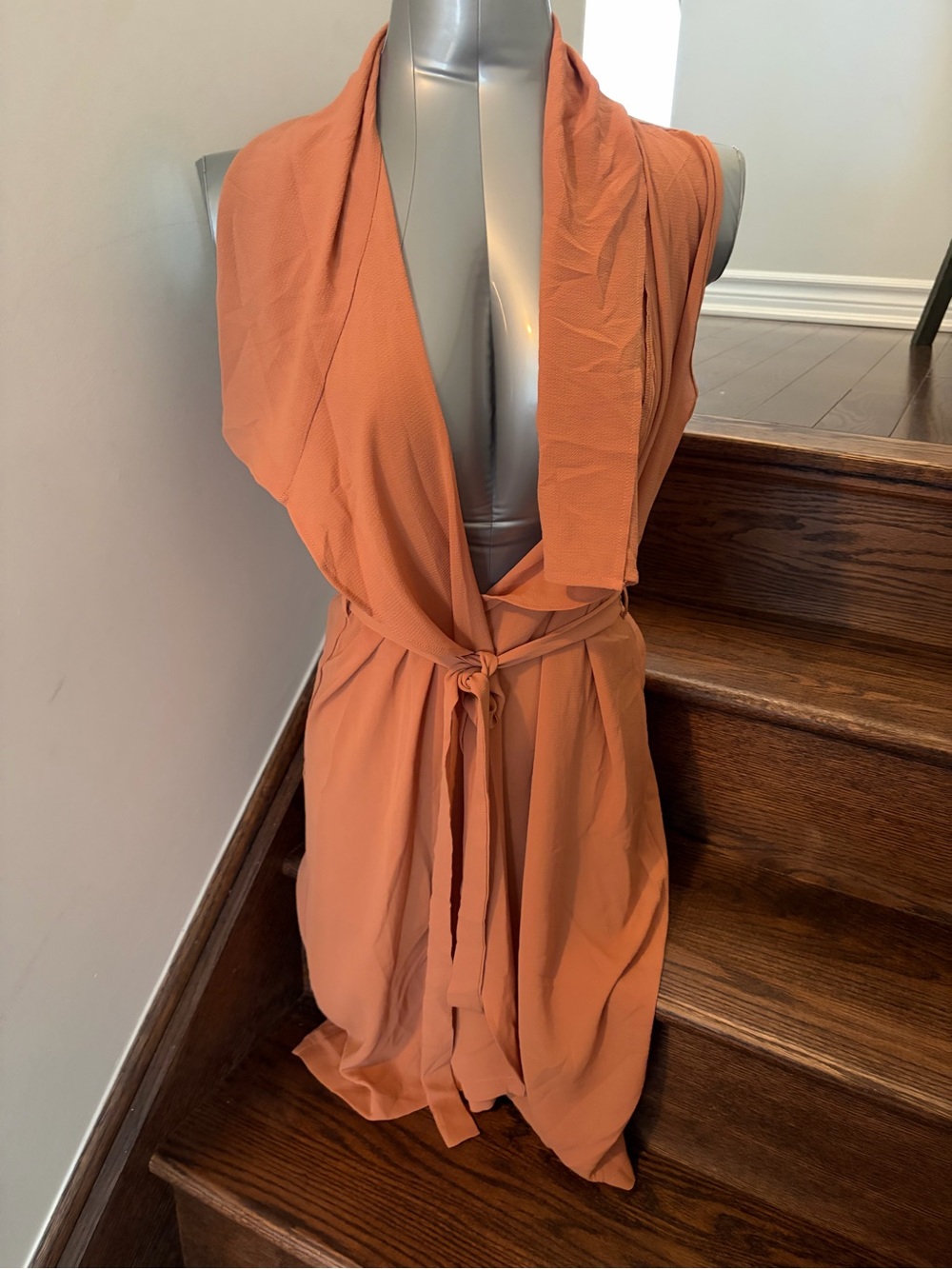 Women's Rust Orange Ling Vest Wrap with Belt